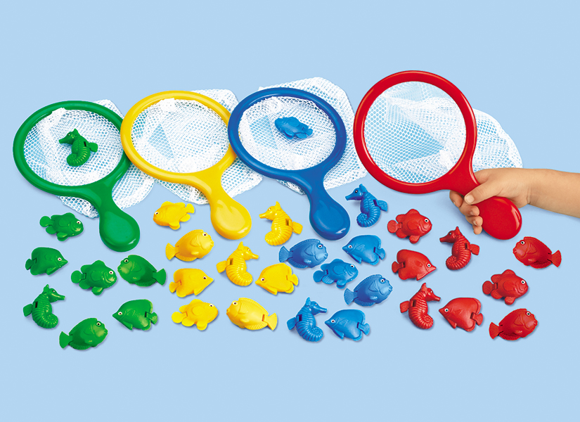 Floating Plastic Fish & Net Toy Play Set